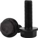 M10 x 25mm Flanged Hex Head Bolts Flange Hexagon Screws, Grade 10.9 Alloy Steel, Black Oxide, Full Thread, 10 PCS