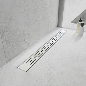 Linear Shower Drain, Shower Drain 24 inch with Bar Pattern Grate, Durable AISI 304 Stainless Steel Shower Drain, Linear Drain with Hair Strainer and Leveling Feet