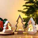 53 Pcs Christmas Tree Candle Holders Concrete Tea Light Holders Christmas Tree Table Centerpieces Party Decorations Xmas Gifts for Farmhouse Holiday Party Fireplace Mantel Decor