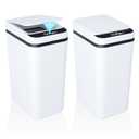 jinligogo 2 Pack 2.6 Gallon Bathroom Trash Can with Lid, Automatic Motion Sensor White Trash Can, Touchless Slim Waterproof Garbage Bin for Kitchen, Bedroom, Office, and Bathroom