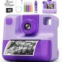 Kids Camera Instant Print, Christams Birthday Gifts for Girls Boys 5 6 7 8 9 10 Year Old, FHD Kids Toddler Digital Video Cameras,Selfie Cameras with 3 Rolls BPA-Free BPS-Free Print Paper & 32G Card