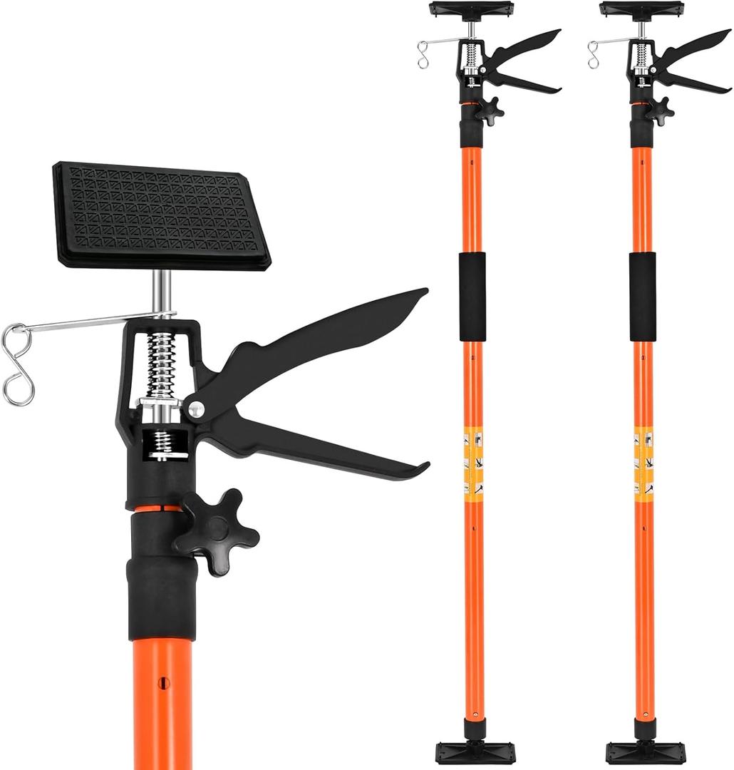  Adjustable Support Pole, Steel 3rd Hand System - Extends 45 to 114 Inch, Supports Up to 154 lbs - Ideal for Jacks, Cargo Bars, Drywalls & Cabinet Installations Count of 2