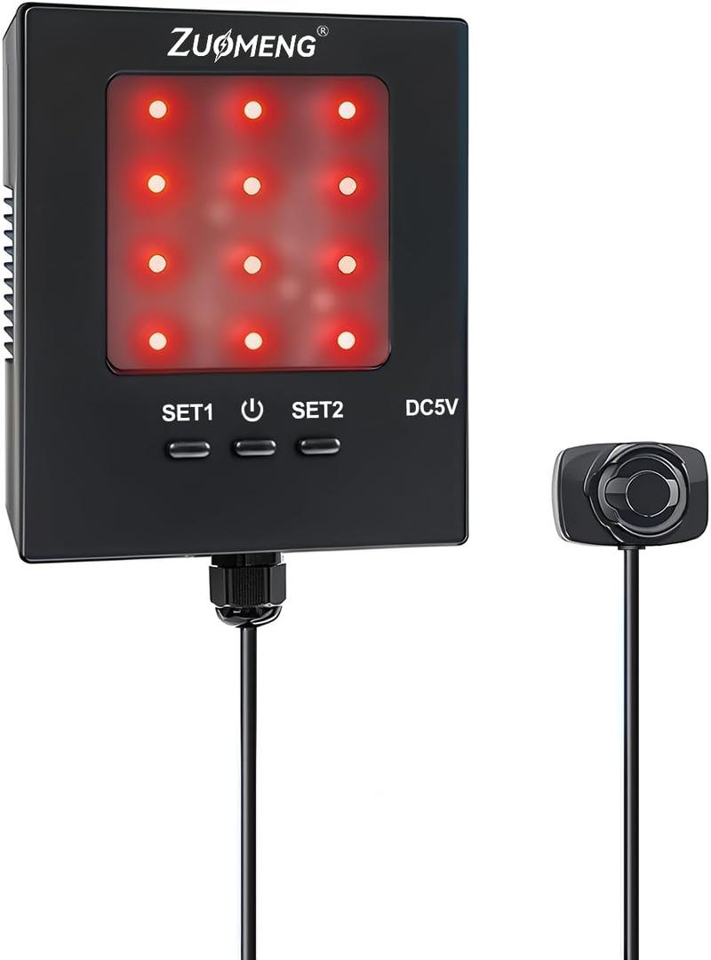 Adjustable Garage Parking Sensor with Tri-Color LED Distance Indicator, Ultrasonic Detection & Auto/Manual Modes for Safe Indoor Parking