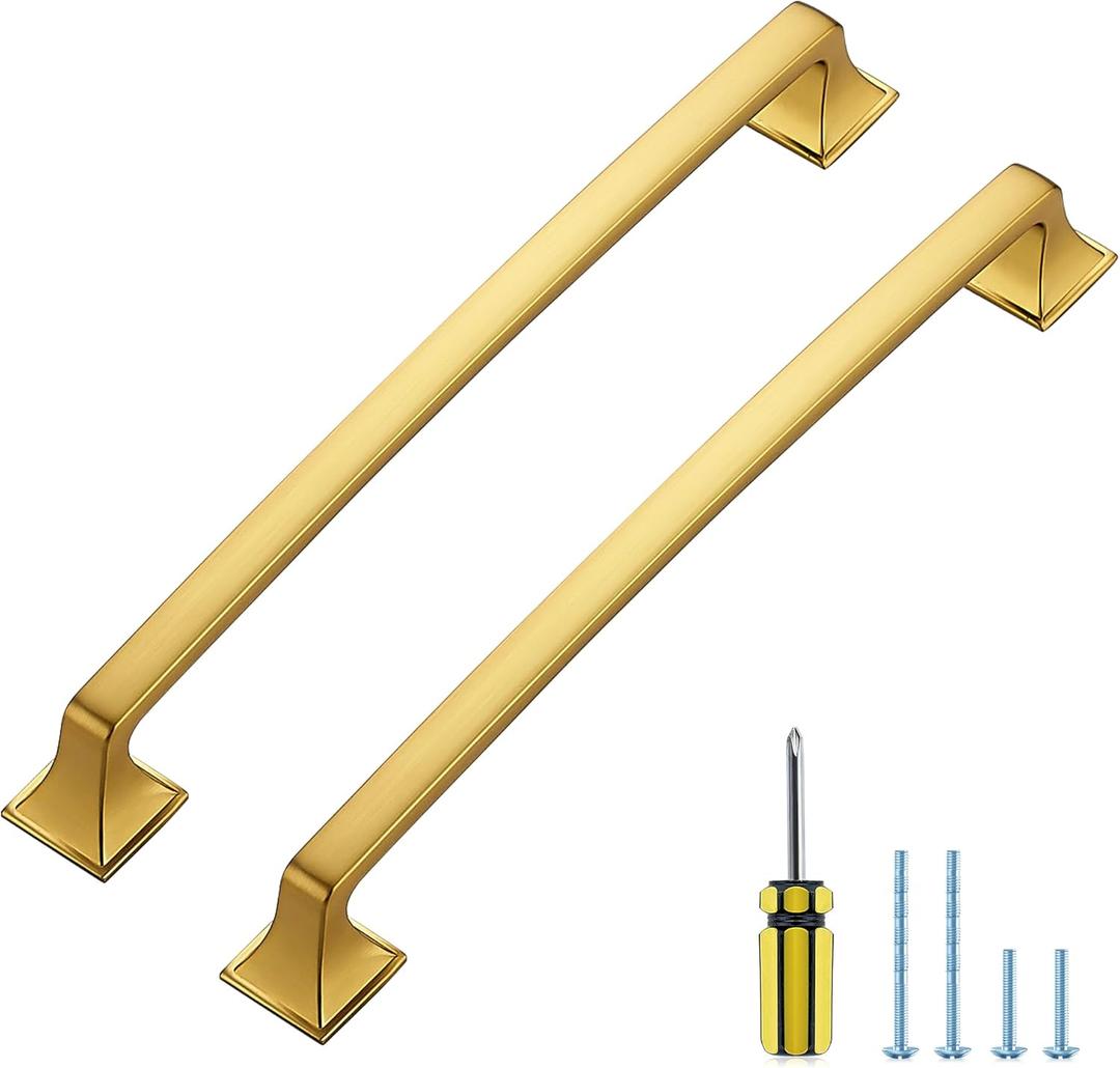 30 Pack Kitchen Cabinet Handles 7-1/2 Inch Hole Center Gold Cabinet Pulls Solid Drawer Pulls for Kitchen Cabinet Door Handles Arch Dresser Handles for Cabinets and Drawers