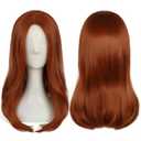 ANOGOL+ Hair Cap 15Inch/40cm Dark Orange Straight Wig Long Orange Cosplay Wig Womens Synthetic Wig Anime Outfit for Halloween Party Wigs