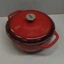 Lodge Essential Enamel Cast Iron Dutch Oven  Perfect for Bread Baking, Braising, Marinating & Slow Cooking  Features MoistureSealing Lid & Dual Handles  Kitchen Essentials  6 Quarts  Island Spice Red