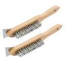 MAXMAN Stainless Steel Wire Scratch Brush, 12 Inch Wooden Handle Wire Brush with Metal Scraper, Heavy Duty Wire Brushes for Cleaning Rust, Paint Scrubbing, Dust and Other Hard Surfaces 2 Pieces