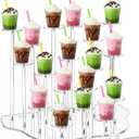 Peohud Acrylic Cupcake Stand for 18 Cupcakes, Clear Dessert Display Tower for Treat Table, Party, Wedding, Birthday, Tiered Display Stand for Rings, Perfumes, Mini Figures