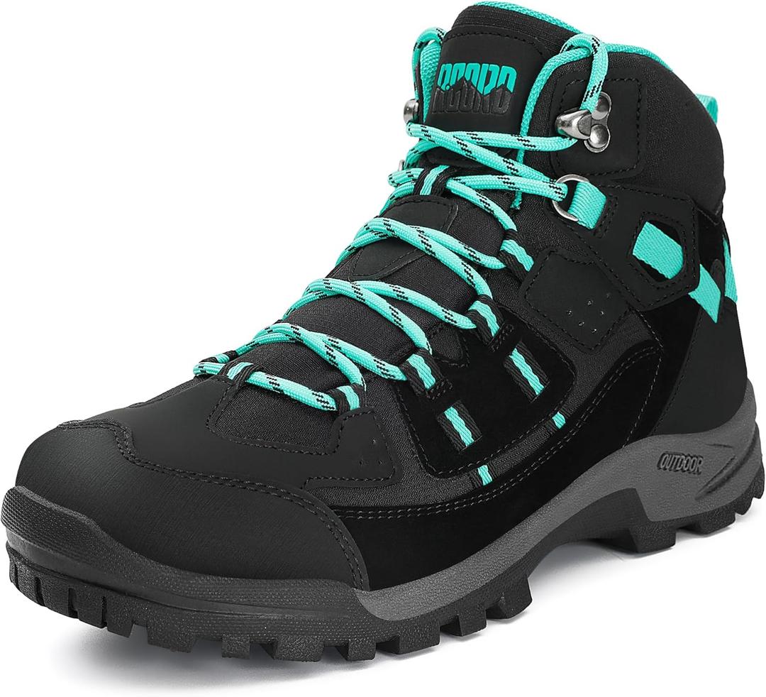 R CORD Womens Waterproof Hiking Boots Ankle Hiking Boots for Women Durable Hiking Shoes for Outdoors Black Size 7