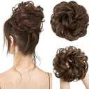 CJL HAIR Large Messy Bun Hair Piece Wavy Curly Scrunchies Synthetic Chignon Ponytail Hair Extensions Thick Updo Hairpieces for Women Medium Brown