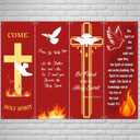 HunnmingRe 4 Pcs Church Banners for Sanctuary Wall Holy Spirit Pentecost Banners Christian Religious Flags Hanging Backdrop Scripture Signs Inspirational Religious Praise Flags for Church Home