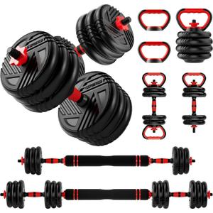 Adjustable Dumbbell Set, 10/20/30/45/70/90lbs, 5 in 1 Multi-Function Dumbbells Set Converts to Barbell & Kettlebell, Weight Set for Home Gym Workout, Suitable for Men/Women Strength Training