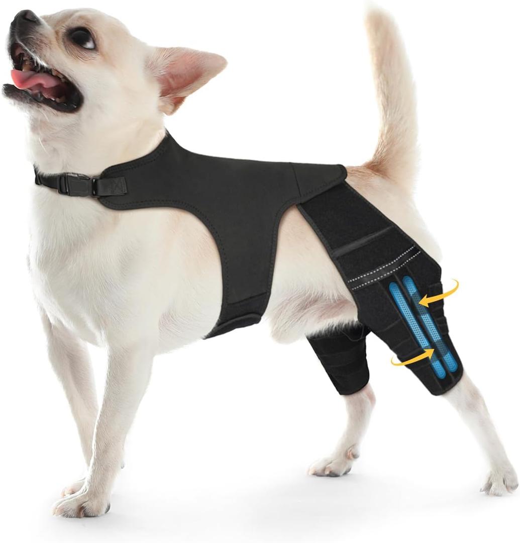 Dog Knee Brace for Torn Acl Hind Leg, 4 Stabilizers Dog Leg Braces for Back Leg, Adjustable Hip Support to Reduces Pain, Ligament Injuries, Luxating Patella, S
