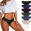 SHARICCA Women Seamless Cheeky Bikini No Show Panties Ladies Invisible Breathable Briefs Soft Stretch Underwear Multi Pack (Small, (7 Pack) All-match Color)