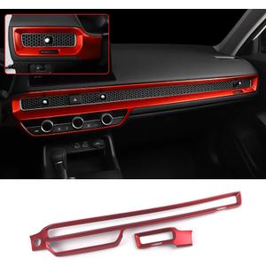 Car Accessories Fit for Honda Civic 11th Gen 2022 2023 2024 2025 Sedan Hatchback LX EX EX-L Sport Touring Inner Dashboard Center Console AC Air Vent Outlet Cover Trim (Red) ABS 2 PCS (Red)