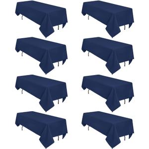 8 Pack Navy Blue Tablecloth 60 x 102 Inch Rectangular Tablecloths for 6 Foot Rectangle Tables, Wrinkle Resistant Blue Table Cloth Washable Polyester Fabric Table Covers for Party Wedding Banquet