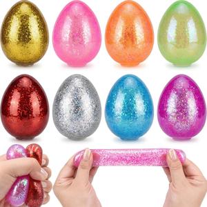 8 Pack Easter Eggs Stress Balls Squishy Toys, Glitter Stress Relief Eggs Squeeze Toys for Kids Boys Girls Toddlers, Easter Basket Stuffers, Party Favors, Easter Egg Hunt Fillers