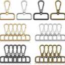 24Pcs Swivel Clasps 1.25" D Ring Lobster Clasp Claw for Strap Push Gate Lanyard Metal Swivel Snap Hooks Lobster Clasp Clips for DIY Keychain Jewelry Crafts Purse Bag Making(3.2cm Inside Diameter)