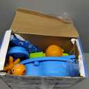 Water Table for Toddlers 3-5, 3-Tier Kids Splash Sand Table Water Toys with Umbrella, Rain Showers Splash Pond for Outdoor Beach Backyard Summer, Activity Sensory Playset for Boys Girls, Blue