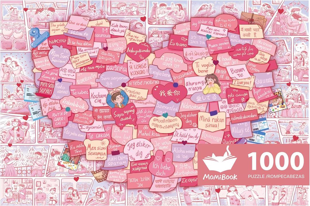 MOMIBOOK Puzzles for Adults 1000 Piece Jigsaw Puzzles of This Little Thing Called Love, Painting Image Challenging Hard Impossible Puzzle, Funny Toys & Games Christmas Valentine's Birthday Gifts