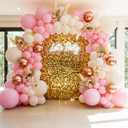 Pink Ivory Rose Gold Balloon Arch Kit  Double Stuffed Light Pink Cream White Balloons with Gold Butterflies for Baby Shower, Bridal, Birthday, Princess, Engagement, Garden Party Decorations