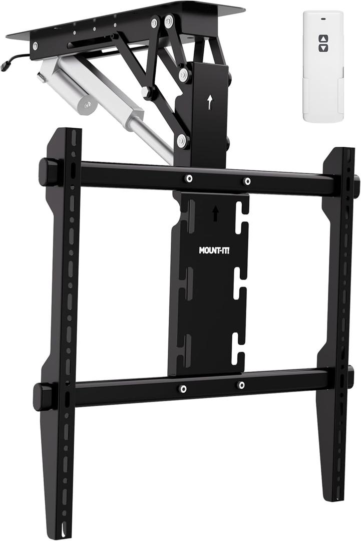 Mount-It! Motorized Ceiling TV Mount  Silent Electric Flip Down TV Mount for 50-90 Screens, Retractable Drop Down Design, RF Remote, VESA Compatible, 88 lbs Capacity, Black