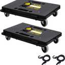 Furniture Dolly,Moving Dolly 4 Wheels Heavy Duty,16in-11in 500lbs Capacity,Furniture Movers Dollys with Wheels,Small Flat Cart with 2 Ropes, 2 Pack, Black (Black)