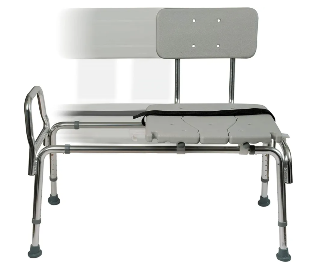 DMI Tub Transfer Bench and Shower Chair with Non Slip Aluminum Body, FSA Eligible, Adjustable Seat Height and Cut Out Access, Holds Weight up to 400 Lbs, Bath and Shower Safety, Transfer Bench
