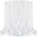 Beaded Necklace, 100PCS White Mardi Gras Beads Stuff Party Favors, 33" Holiday Toy Costume Bulk, Festival Parade Throw Accessories for Wedding Birthday Celebrations Decoration