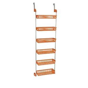 Household Essentials 6-Tier Basket Over-The-Door Organizer, Orange