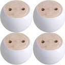 4PCS Solid Wood Furniture Legs White Wooden Round Furniture Bun Feet 2" Tall Replacement Dresser Legs Sofa Cabinet Couch Replacement Legs (White)