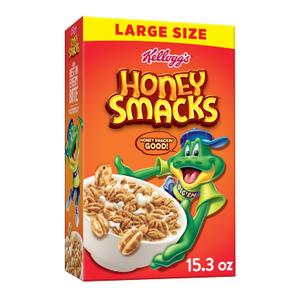 Kellogg's Honey Smacks Breakfast Cereal, Made with Whole Grain, 15.3 oz (EXP 10/23/26)
