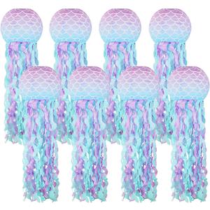 Mermaid Party Decorations, Jellyfish Paper Lanterns Mermaid Scales Hanging Lantern for Mermaid Birthday Party Baby Shower Under The Sea Ocean Decorations Pack of 8
