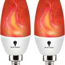 2 Pack E12 Flame Bulb LED Red Fire Bulbs - Decorative Flickering Bulbs 3 Mode 3W Candelabra Candle Red Light Bulb for Chandelier Vintage Lighting Halloween Bulbs, Hotel, Party