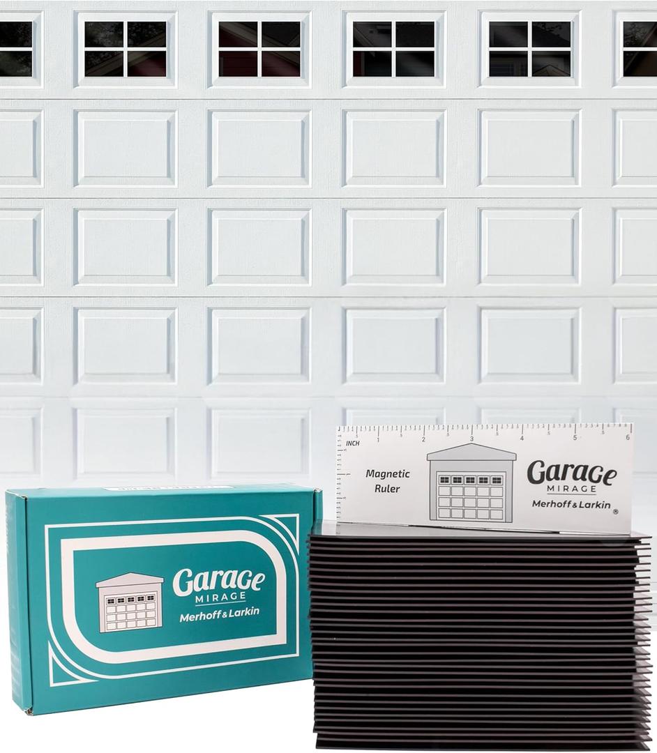 Magnetic Garage Door Windows | Fits 2 Car Garage | Strong & Glossy Real Look | Decorative Black Window Decals | Magnets Hardware Set | Faux Kit | Perfect Decoration & Easy Installation Home Upgrade