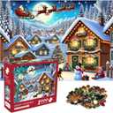 crowm Christmas Jigsaw Puzzle for Adults, 1000 Pieces Winter Snow Landscape Puzzles Challenging Holiday Family Jigsaw Puzzle Perfect for Game Nights
