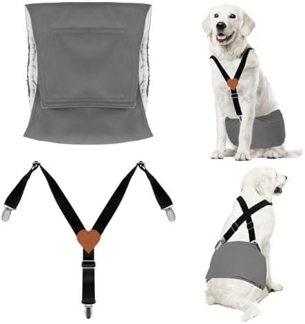 JUDIXY Premium Reusable Dog Belly Bands for Male Dogs (2 Pack) - 1 Washable Dog Diapers Male & 1 Adjustable Suspenders for Urination Incontinence, (Grey M) JUDIXY Premium Reusable Dog Belly Bands for Male Dogs (2 Pack) - 1 Washable Dog Diapers Male & 1 Adjustable Suspenders for Urination Incontinence, (Grey M)