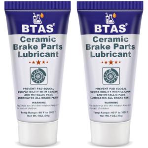 BTAS Brake Caliper Grease for Disc Brake Lubricant,Caliper Pin Pad Lube,High Temp Silicone Synthetic Ceramic Assembly Grease 1oz 2 Pcs