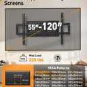 Perlegear Large Full Motion TV Wall Mount for 55120 inch TVs up to 220 lbs | 20% thicker heavy-duty steel, pre-assembled tv mount, tool-free tilt, swivel, extend, fits 16"/24" studs, max VESA 900x600mm