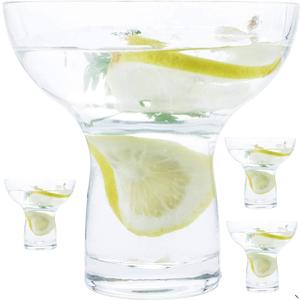 Chefcaptain Margarita Glasses Set Of 4, XXlarge 16oz Stemless Lead-Free Thick Clear Glass With Heavy Base, For Martini, Daiquiri, Frozen Cocktails, Dessert, Frozen Cocktails, Bar Use, Crystal Clear