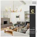 Gold Chandeliers for Dining Room, 8-Light Brass Chandelier Light Fixture Over Table Modern Candle Chandelier 44in Master Bedroom Chandeliers Lighting for Entry Foyer Bathtub Living Room