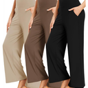 FULLSOFT 3 Pack Women's Wide Leg Yoga Pants Comfy Loose Sweatpants High Waisted Lounge Casual Pants with Pockets. Size Small