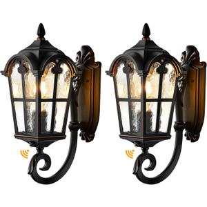 VIANIS 16.9" H Black Dusk to Dawn Outdoor Wall Lights Wall Mount, 2-Pack