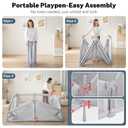 Baby Playpen Portable, Pre-Assembled Play Pen 71x79 Large Foldable Playpen for Babies and Toddlers, Sturdy and Safe Toddler Play Yard Indoor Outdoor with Carry Bag, Grey