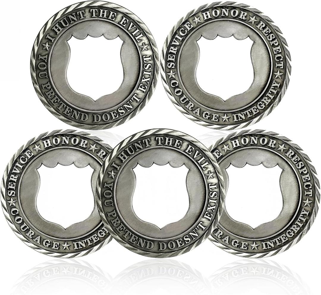 5pcs Police Challenge Coin, Hollow Out Police Symbol, Police Department Challenge Coins Police Commemorative Gift Law Enforcement Gifts for Men Women(Set of 5)