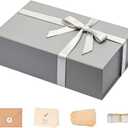 LIFELUM Extra Large Gift Box,13.85 x 8.35 x 4.45 with Magnetic Lid for Presents with Ribbon, Card, Shredded Paper Filler Valentine's Day, Christmas, Holidays, Birthdays (Grey)