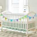 GCQQ Happy Birthday Banner 14PCS Green and Blue Cotton Bunting Flags 3.5M/11.5FT Reusable Double-Layer Garland for Boys Birthday Party, Jungle Theme Garden Farmhouse Indoor & Outdoor Party Decorations