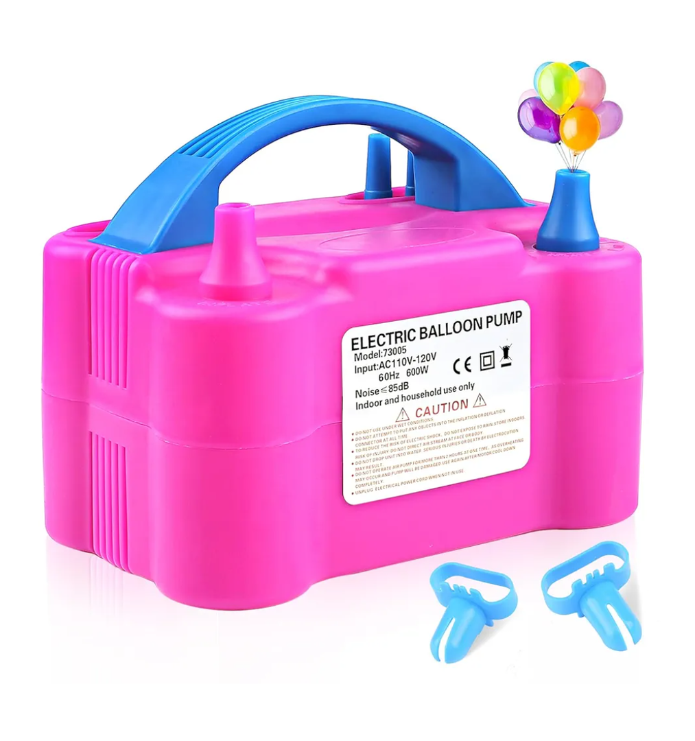 DECOCKRAT Balloon Pump - Electric Dual Nozzle Air Pump for Balloon, Portable Balloon Blower Save Time and Effort, Balloon Inflator for Parties and Decorations - 110V-120V, 600W, BluePink
