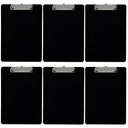 Trade Quest Plastic Clipboard Opaque Color Letter Size Low Profile Clip (Pack of 6) (Black)