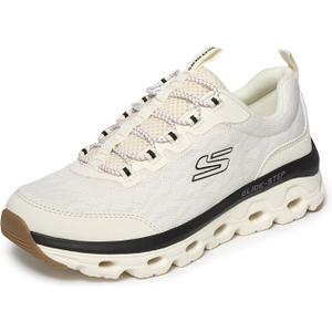 Skechers Women's Glide Step Sole 3D mesh & synthetic overlay, Fixed stretch lace sneaker, Glide-Step geometric midsole, Memory Foam Insole, Machine washable 8.5